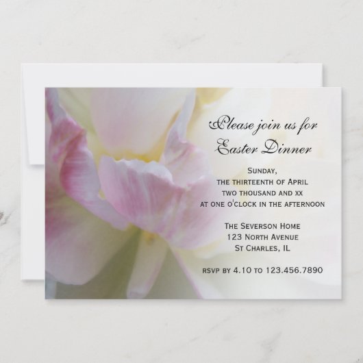 Fancy roze witte Tulp Paasmaannodiging Kaart (Voorkant)