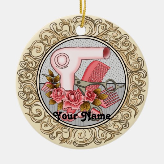 Fancy Rozen Beautician-sieraad Keramisch Ornament (Voorkant)