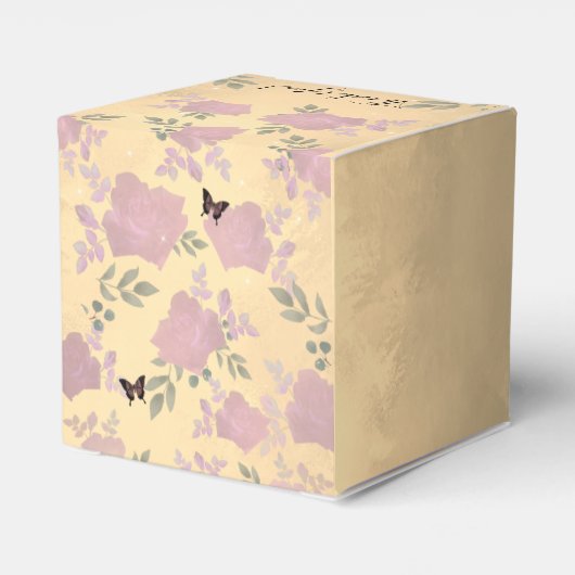 Fancy Rozen Quinceanera Gold Favor Box Bedankdoosjes (Achterkant)