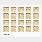 Fancy Rozen Quinceanera Gold Square Sticker (Vel)