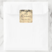 Fancy Rozen Quinceanera Gold Square Sticker (Tas)