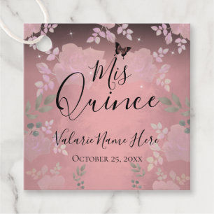 Fancy Rozen Quinceanera Pink Bedankjes Labels