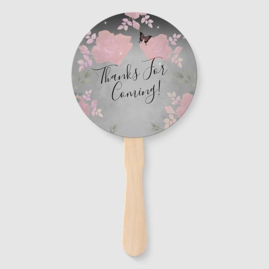 Fancy Rozen Quinceanera Pink Hand Fan Handwaaier (Achterkant)