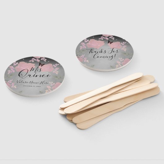 Fancy Rozen Quinceanera Pink Hand Fan Handwaaier (Niet-gemonteerd)