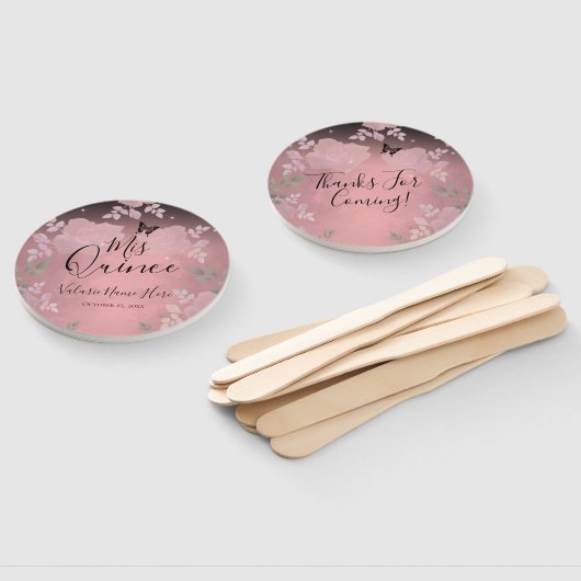 Fancy Rozen Quinceanera Pink Handwaaier (Niet-gemonteerd)