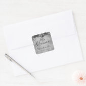 Fancy Rozen Quinceanera Silver Square Sticker (Envelop)