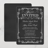 Fancy Rustic Chalkboard Wedding Invitations Kaart (Voorkant / Achterkant)