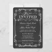 Fancy Rustic Chalkboard Wedding Invitations Kaart (Voorkant)