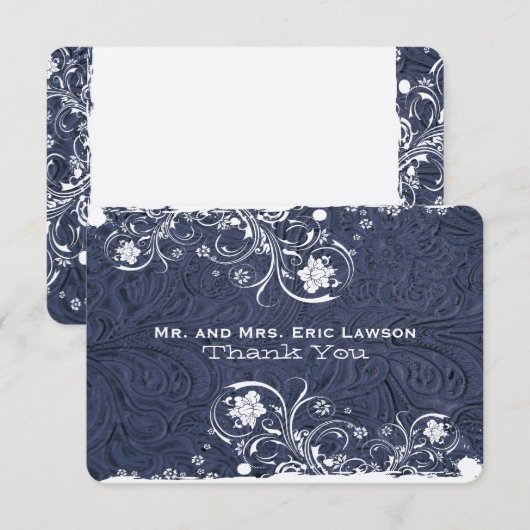 Fancy Rustisch blauw leder Kijk bedankt (Voorkant / Achterkant)