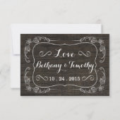 Fancy Rustisch Hout RSVP Wedding Reply Kaartje (Achterkant)