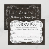 Fancy Rustisch Hout RSVP Wedding Reply Kaartje (Voorkant / Achterkant)