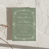Fancy Sage Green Floral Boho Botanical Wedding Kaart