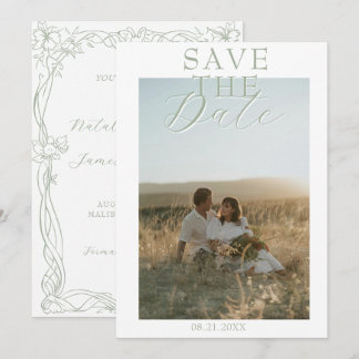 Fancy Salie Groen Oude Rijkdom Foto Retro Bruiloft Save The Date