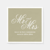 Fancy salie groene Mr & Mrs bruiloftsfeest servett Servet (Voorkant)