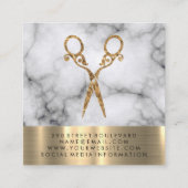 Fancy Salon Scharen Marmeren Gouden Trim Vierkante Visitekaartje (Achterkant)