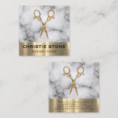 Fancy Salon Scharen Marmeren Gouden Trim Vierkante Visitekaartje (Voorkant / Achterkant)