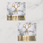 Fancy Salon Scharen Marmeren Gouden Trim Vierkante Visitekaartje (Voorkant / Achterkant)