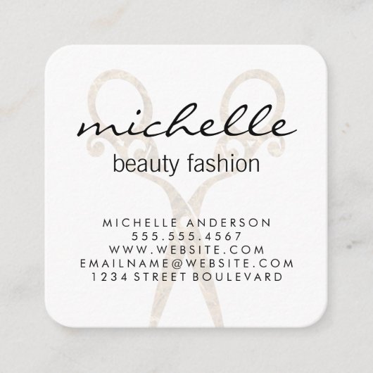Fancy Salon Scissors Stylist Vierkante Visitekaartje (Voorkant)