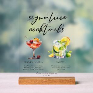 Fancy Sangria Mojito Signature Cocktails Trouwdag Acryl Bord