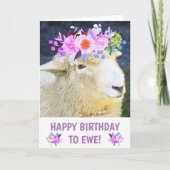Fancy schapen met bloemen op zaterdag kaart (Voorkant)
