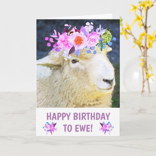 Fancy schapen met bloemen op zaterdag kaart (Gele Bloem)