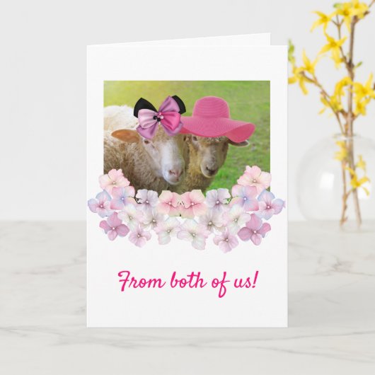 Fancy schapen "van ons beiden" kaart (Gele Bloem)