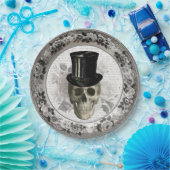 Fancy schedel in een bovenste  halloween paper P Papieren Bordje (Feest)