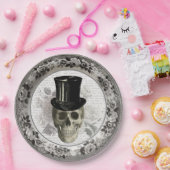 Fancy schedel in een bovenste  halloween paper P Papieren Bordje (Feest)