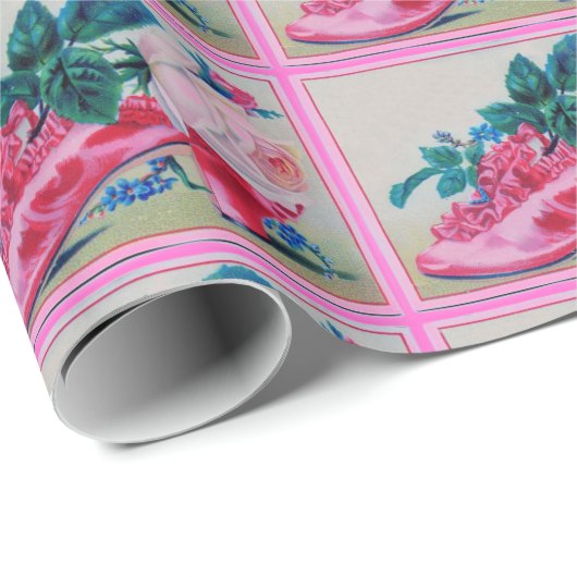 Fancy schoen met Rozen Cadeaupapier (Rol Hoek)