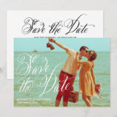 Fancy Schrift | Foto Save the Date Aankondiging (Voorkant / Achterkant)