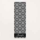 Fancy Schrift Wit en Zwart Damast Yogamat (Voorkant)