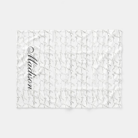 Fancy schrijven zwart-witschrijven - Aangepaste na Fleece Deken (Voorkant (Horizontaal))