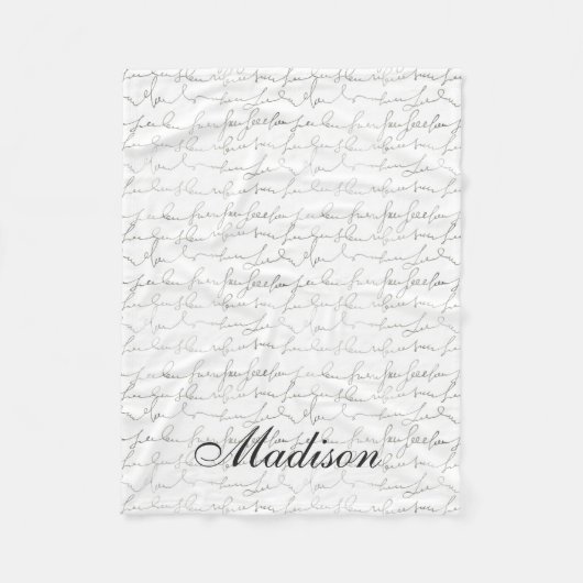 Fancy schrijven zwart-witschrijven - Aangepaste na Fleece Deken (Voorkant)