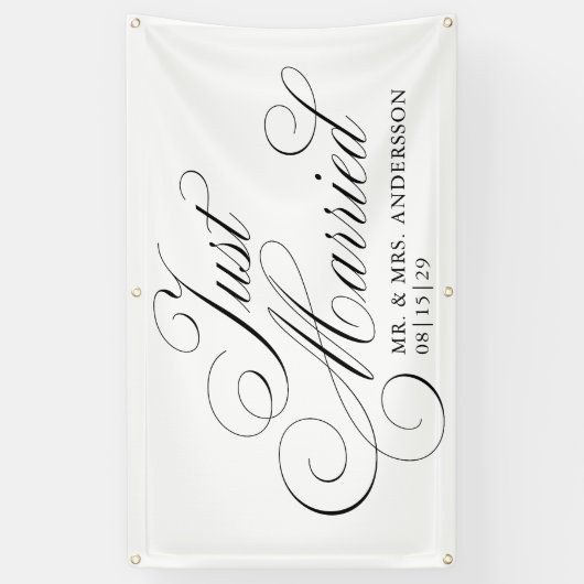 Fancy Script 4 Just Married Car Banner (Verticaal)