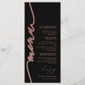 Fancy Script 4x9 Huwelijksmenu kaart voor bord (Voorkant)