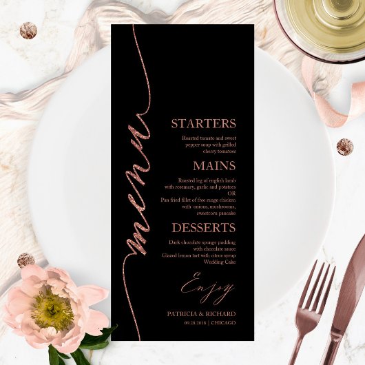 Fancy Script 4x9 Huwelijksmenu kaart voor bord