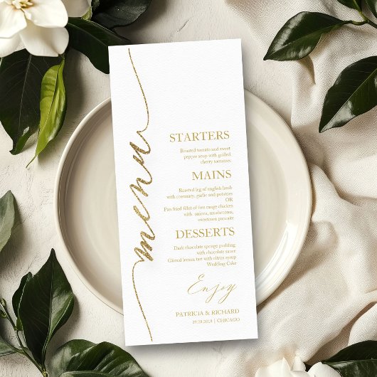 Fancy Script 4x9 Huwelijksmenu kaart voor bord