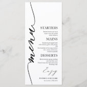Fancy Script 4x9 Huwelijksmenu kaart voor bord (Voorkant)