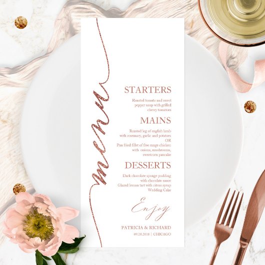Fancy Script 4x9 Trouw Menu Kaart Voor Bord