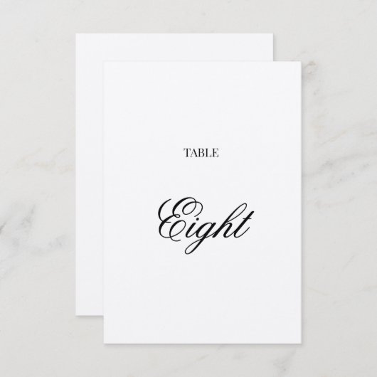 Fancy Script Black Calligraphy Kraft Table Number Kaart (Voorkant / Achterkant)