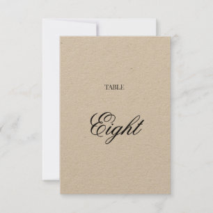 Fancy Script Black Calligraphy Kraft Table Number Kaart