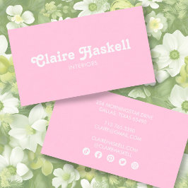 Fancy Script Blush Chic Minimal Social Media Icons Visitekaartje