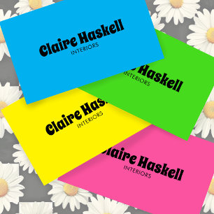 Fancy Script Bold Bright Blue Chic Minimal Visitekaartje