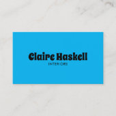 Fancy Script Bold Bright Blue Chic Minimal Visitekaartje (Voorkant)