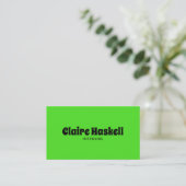 Fancy Script Bold Lime Green Chic Minimal Visitekaartje (Staand voorkant)