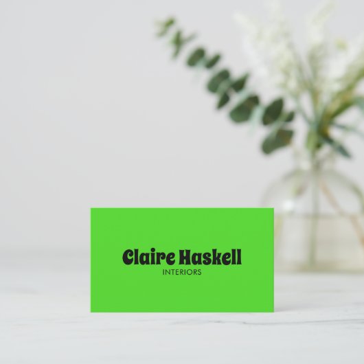 Fancy Script Bold Lime Green Chic Minimal Visitekaartje (Staand voorkant)