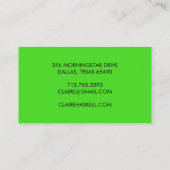 Fancy Script Bold Lime Green Chic Minimal Visitekaartje (Achterkant)