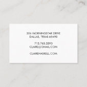 Fancy Script Bold Zwart-wit Chic Minimal Visitekaartje (Achterkant)