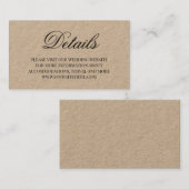 Fancy Script Calligrafie Huwelijksdetails Kraft Visitekaartje (Voorkant / Achterkant)