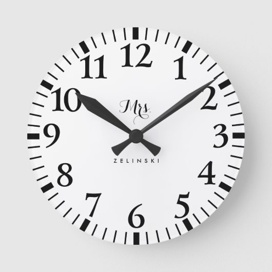 Fancy Script Calligraphy Minimal Wall Ronde Klok (Voorkant)